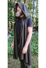 Cloakmakers.com J903-Washable Brown Hooded Vest w/ Pinstripes & Pockets