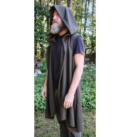 Cloakmakers.com J903-Washable Brown Hooded Vest w/ Pinstripes & Pockets