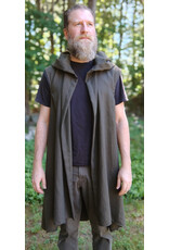 Cloakmakers.com J903-Washable Brown Hooded Vest w/ Pinstripes & Pockets