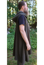 Cloakmakers.com J903-Washable Brown Hooded Vest w/ Pinstripes & Pockets