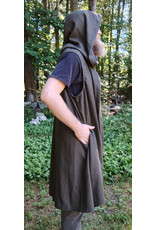 Cloakmakers.com J903-Washable Brown Hooded Vest w/ Pinstripes & Pockets