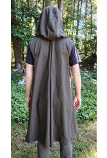 Cloakmakers.com J903-Washable Brown Hooded Vest w/ Pinstripes & Pockets