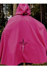 Cloakmakers.com 5489 - Washable Fuschia Pink Ruana Cloak w/ Butterfly Sword Embroidery