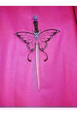 Cloakmakers.com 5489 - Washable Pink Ruana Cloak w/ Butterfly Sword Embroidery