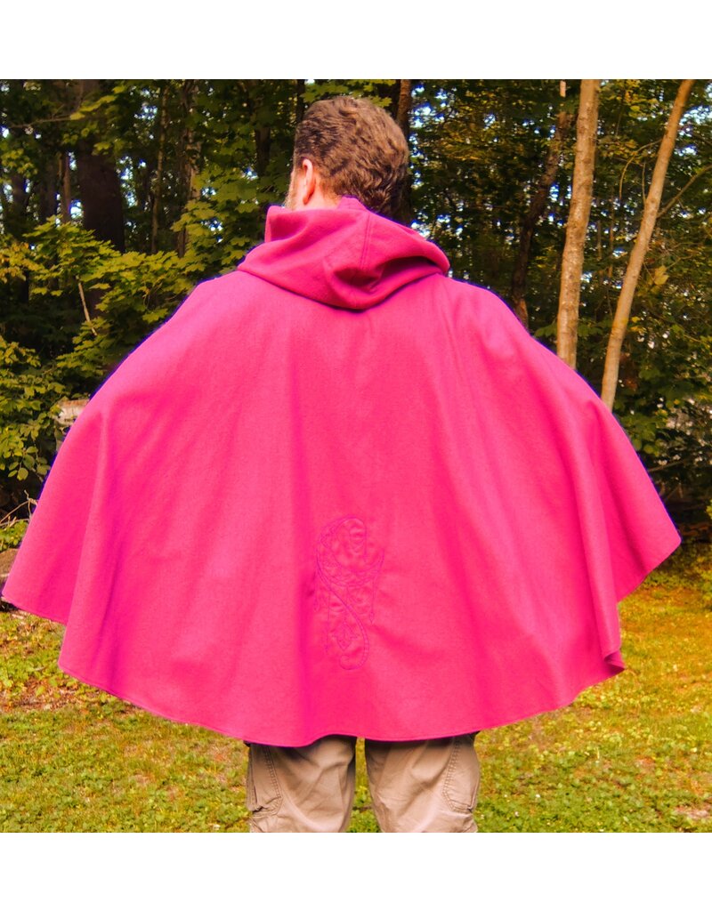 Cloakmakers.com 5494-Washable Hot Pink Cloak w/Triple Moon Embroidery, Pockets