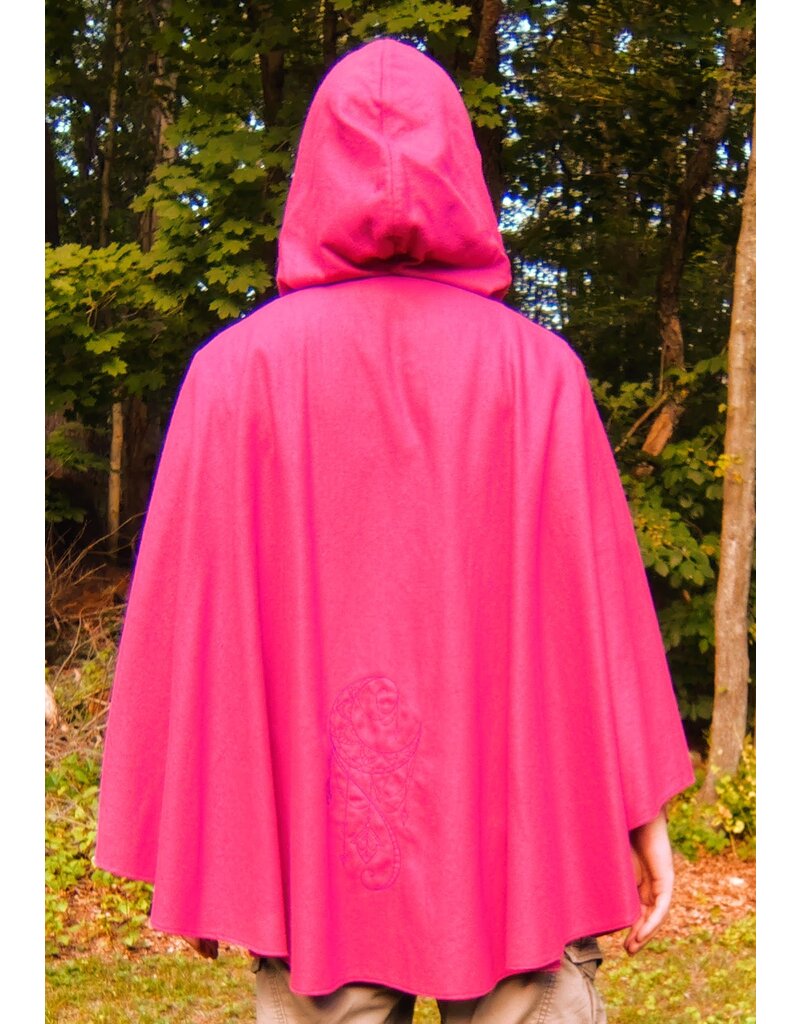 Cloakmakers.com 5494-Washable Hot Pink Cloak w/Triple Moon Embroidery, Pockets