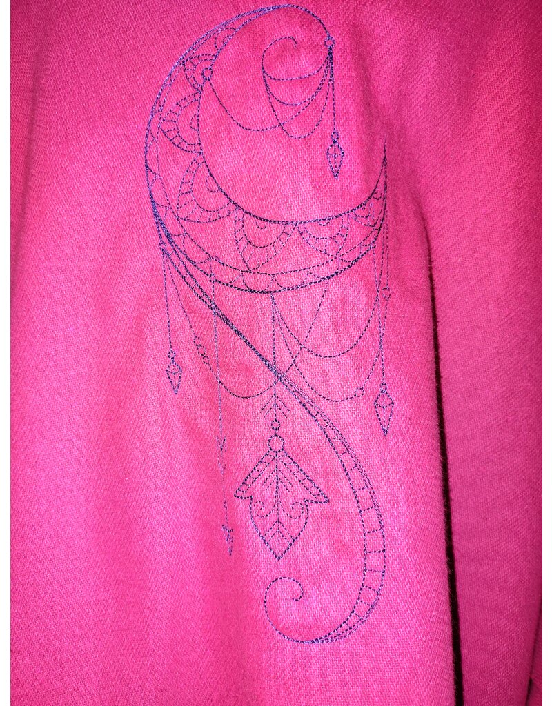 Cloakmakers.com 5494-Washable Hot Pink Cloak w/Triple Moon Embroidery, Pockets