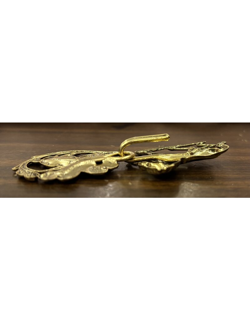 Cloakmakers.com Horse Prancing & Shamrock Clasp - Antique Brass Plated