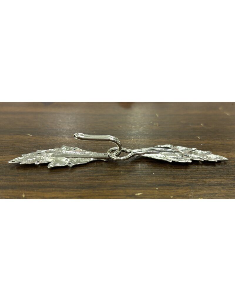 Cloakmakers.com Leaf Double Curved Cloak Clasp - Antique Silver Tone Plated