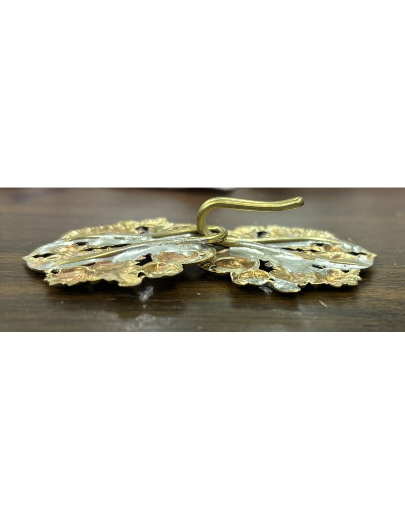 Cloakmakers.com Leaf and Scroll Cloak Clasp - Jewelers Brass
