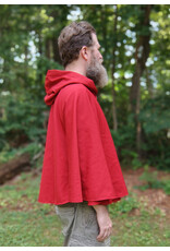 Cloakmakers.com 5738-Washable Red Wool Blend Cloak w/ Fox Embroidery, Black Hood Lining & Pockets