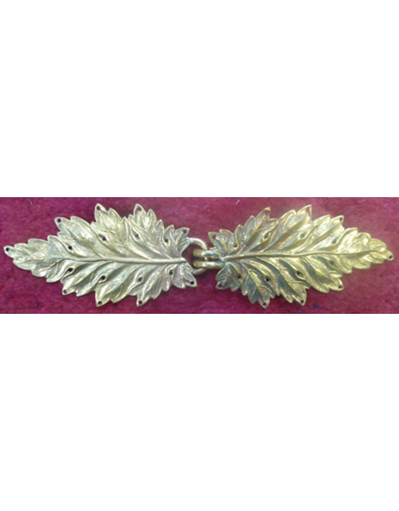 Cloakmakers.com Red Elm Leaf Cloak Clasp -Raw Jewelers Brass