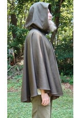 Cloakmakers.com 5741-Washable Brown Hard-Faced Fleece Ruana Cloak w/ Silver Toned Clasp