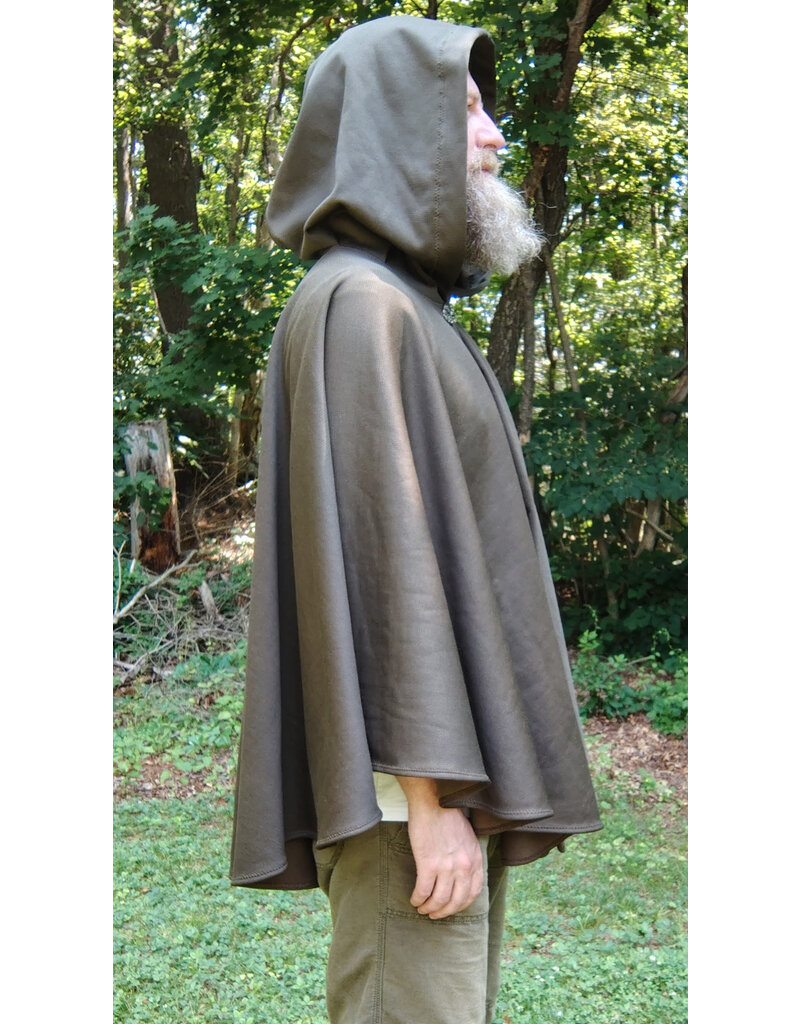 Cloakmakers.com 5741-Washable Brown Hard-Faced Fleece Ruana Cloak w/ Silver Toned Clasp