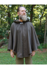 Cloakmakers.com 5741-Washable Brown Hard-Faced Fleece Ruana Cloak w/ Silver Toned Clasp