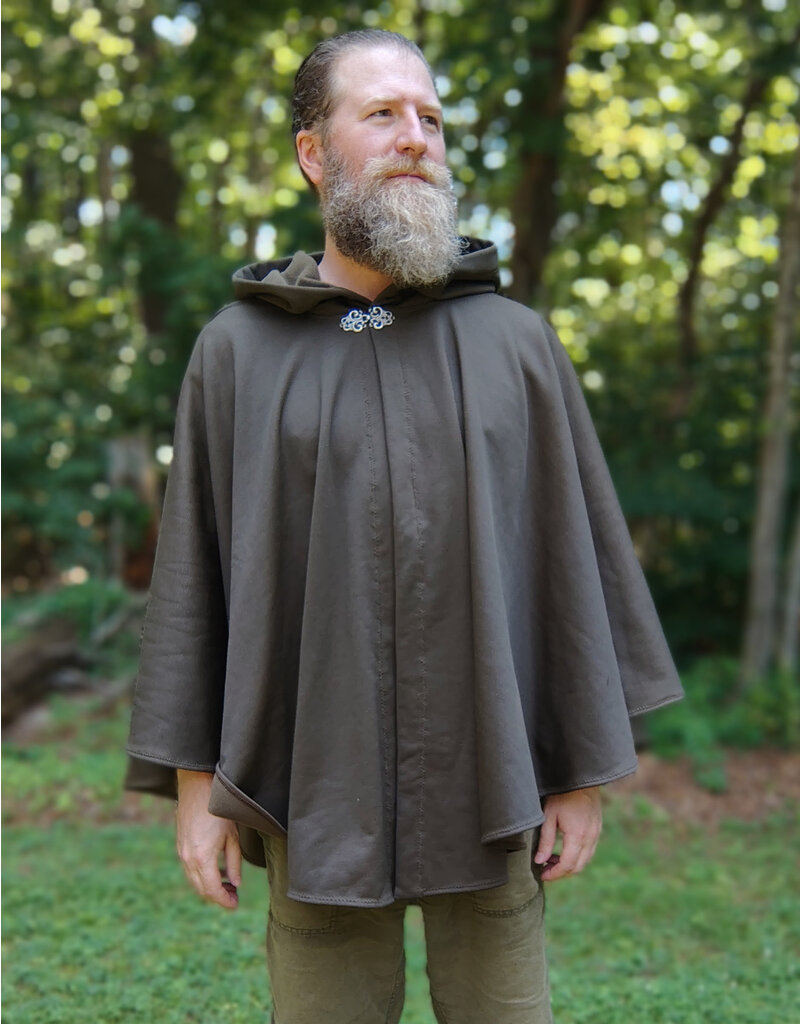 Cloakmakers.com 5741-Washable Brown Hard-Faced Fleece Ruana Cloak w/ Silver Toned Clasp