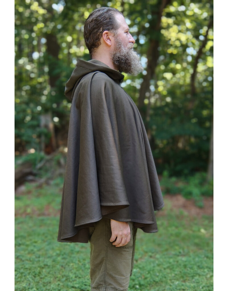 Cloakmakers.com 5741-Washable Brown Hard-Faced Fleece Ruana Cloak w/ Silver Toned Clasp