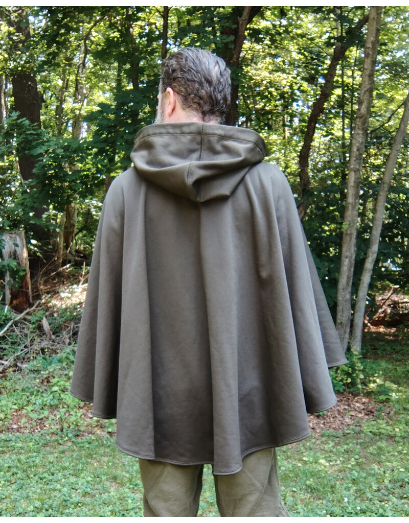 Cloakmakers.com 5741-Washable Brown Hard-Faced Fleece Ruana Cloak w/ Silver Toned Clasp