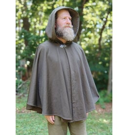 Cloakmakers.com 5741-Washable Brown Hard-Faced Fleece Ruana Cloak w/ Silver Toned Clasp