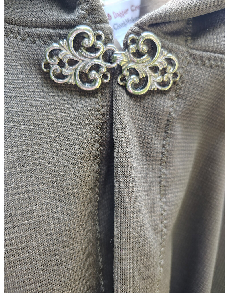 Cloakmakers.com 5741-Washable Brown Hard-Faced Fleece Ruana Cloak w/ Silver Toned Clasp