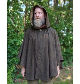 Cloakmakers.com 5746-Washable Brown Wool Blend Ranger Ruana Cloak w/ Bronze Tone Clasp