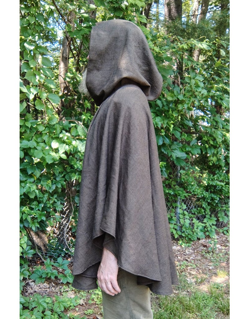 Cloakmakers.com 5746-Washable Brown Wool Blend Ranger Ruana Cloak w/ Bronze Tone Clasp