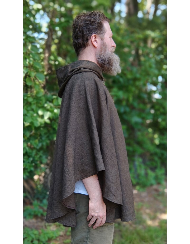 Cloakmakers.com 5746-Washable Brown Wool Blend Ranger Ruana Cloak w/ Bronze Tone Clasp