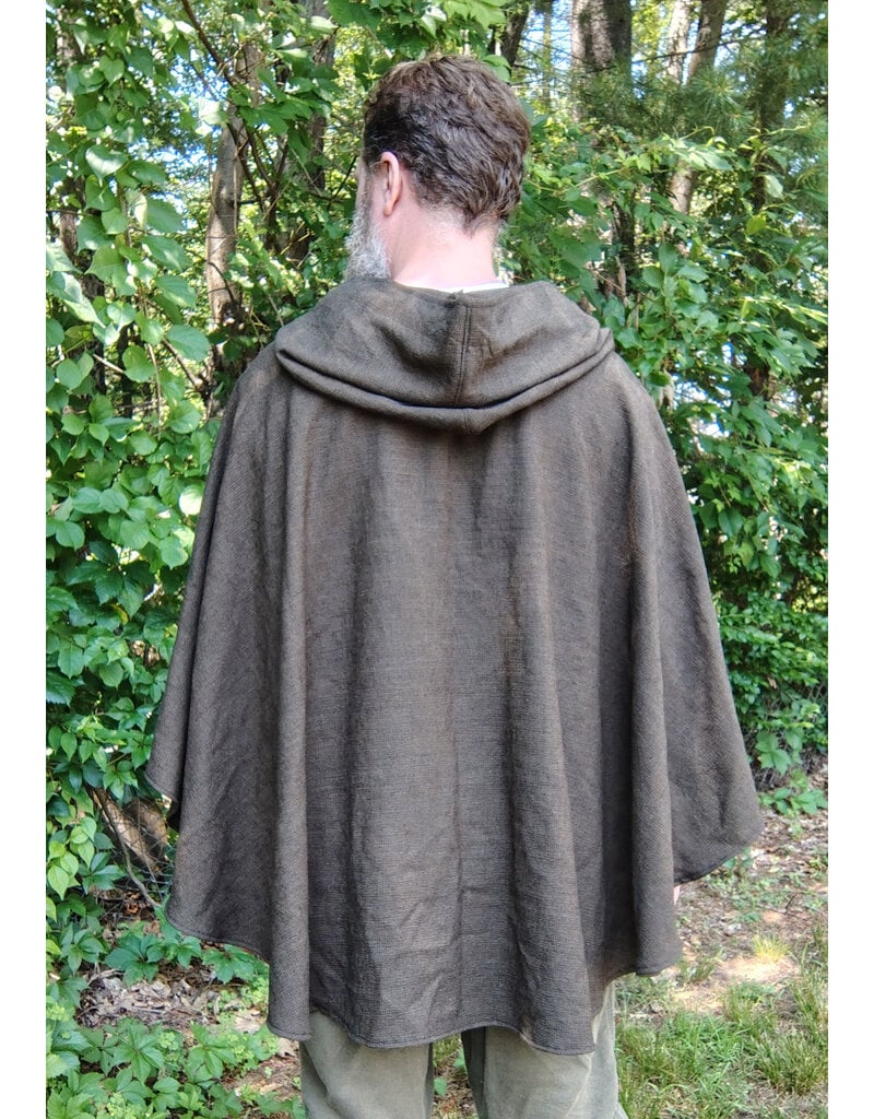 Cloakmakers.com 5746-Washable Brown Wool Blend Ranger Ruana Cloak w/ Bronze Tone Clasp