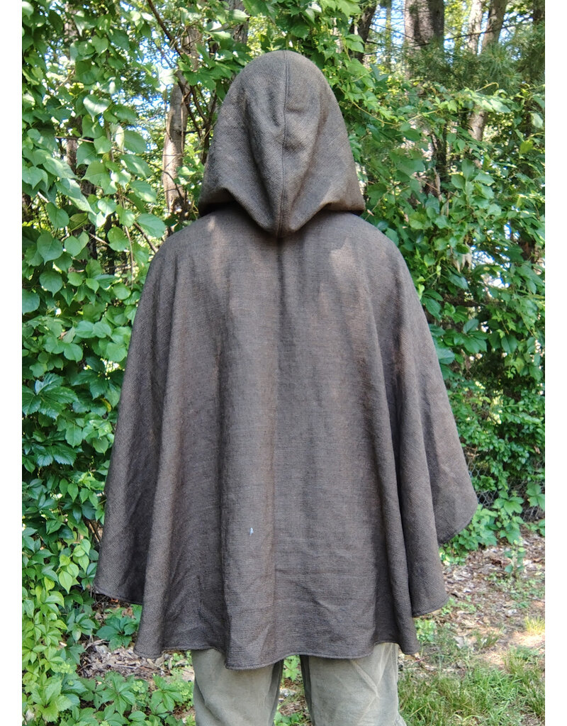 Cloakmakers.com 5746-Washable Brown Wool Blend Ranger Ruana Cloak w/ Bronze Tone Clasp