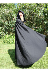 Cloakmakers.com 5747-Washable Black Wool Cloak w/ Green Velvet Hood Lining & Multi-leaf Clasp
