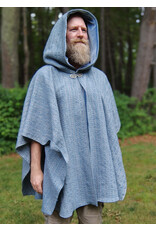 Cloakmakers.com 5749-Washable Blue Woven Wool Blend Cloak w/ Blue Hood Lining & Pockets
