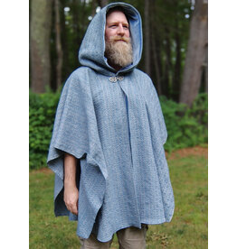 Cloakmakers.com 5749-Washable Blue Woven Wool Blend Cloak w/ Blue Hood Lining & Pockets