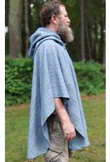Cloakmakers.com 5749-Washable Blue Woven Wool Blend Cloak w/ Blue Hood Lining & Pockets