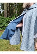 Cloakmakers.com 5749-Washable Blue Woven Wool Blend Cloak w/ Blue Hood Lining & Pockets