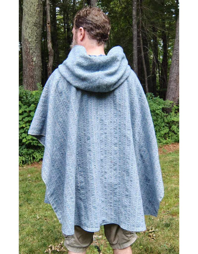 Cloakmakers.com 5749-Washable Blue Woven Wool Blend Cloak w/ Blue Hood Lining & Pockets