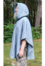 Cloakmakers.com 5749-Washable Blue Woven Wool Blend Cloak w/ Blue Hood Lining & Pockets