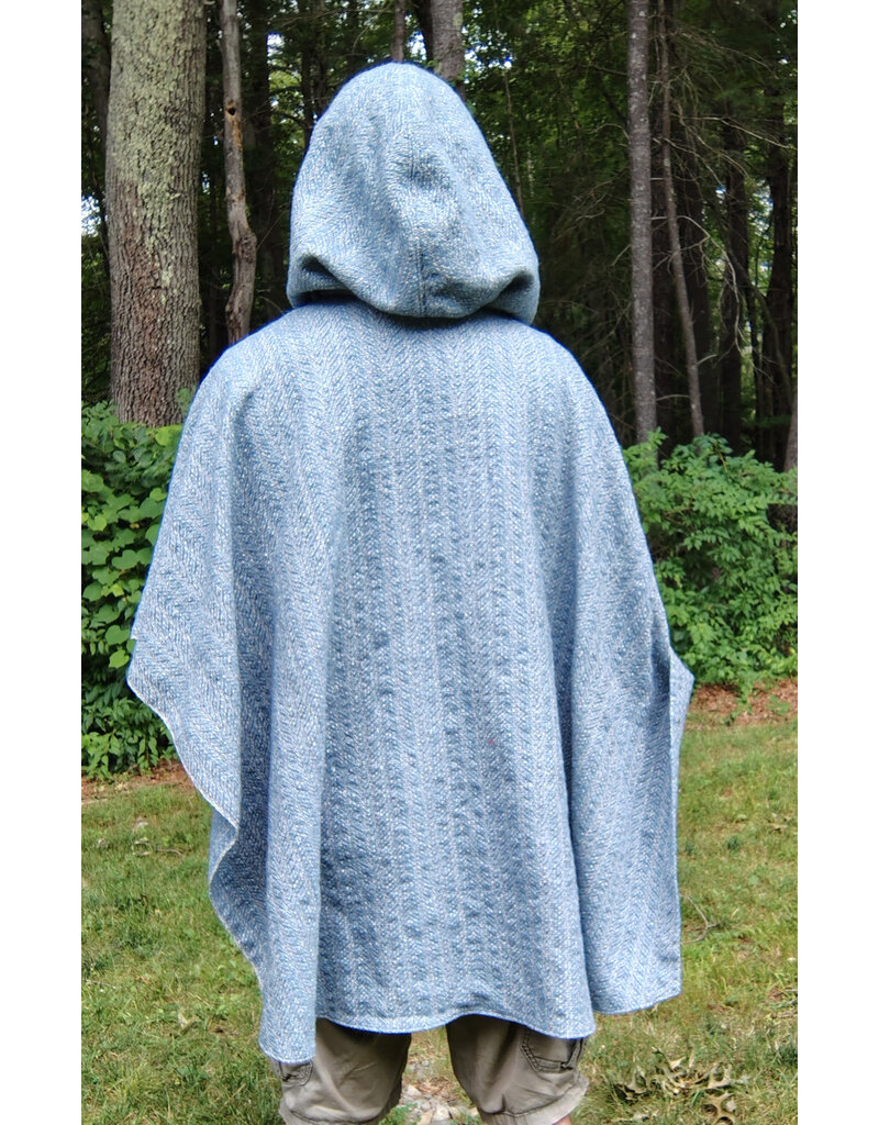 Cloakmakers.com 5749-Washable Blue Woven Wool Blend Cloak w/ Blue Hood Lining & Pockets