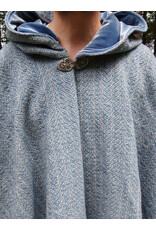 Cloakmakers.com 5749-Washable Blue Woven Wool Blend Cloak w/ Blue Hood Lining & Pockets