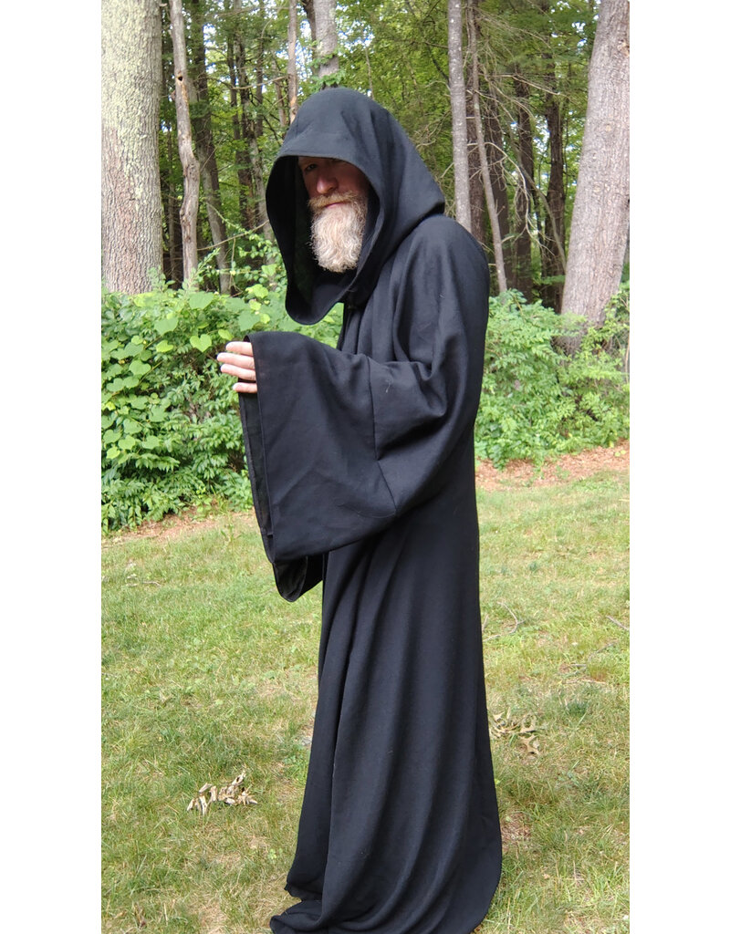 Cloakmakers.com R561-Washable Lightweight Black Wool Robe w/ Pockets
