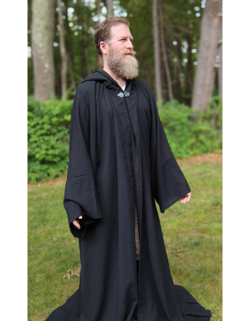 Cloakmakers.com R561-Washable Lightweight Black Wool Robe w/ Pockets