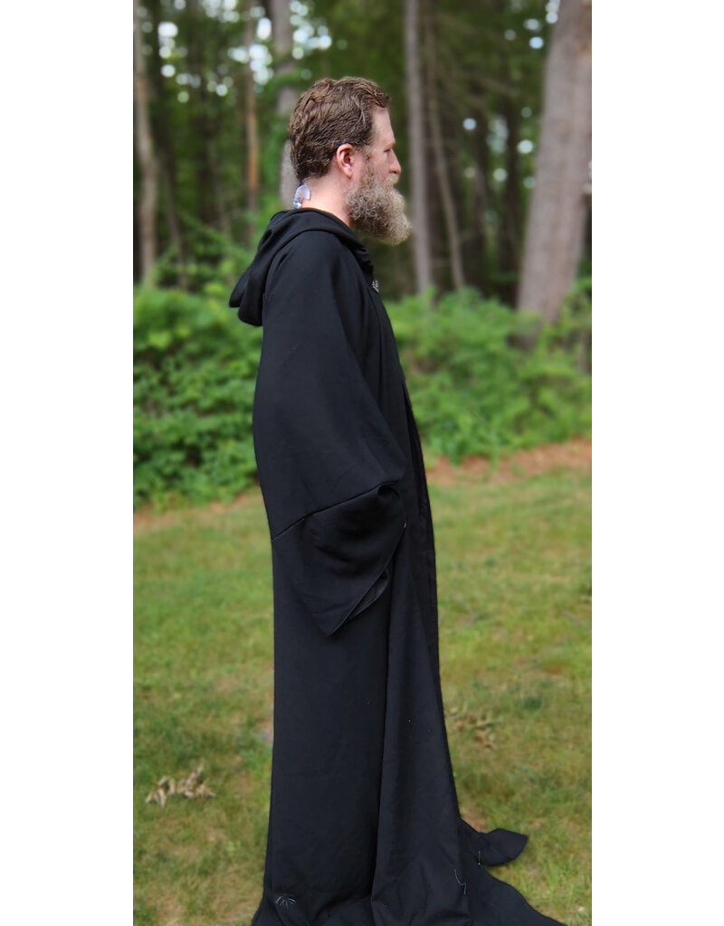 Cloakmakers.com R561-Washable Lightweight Black Wool Robe w/ Pockets