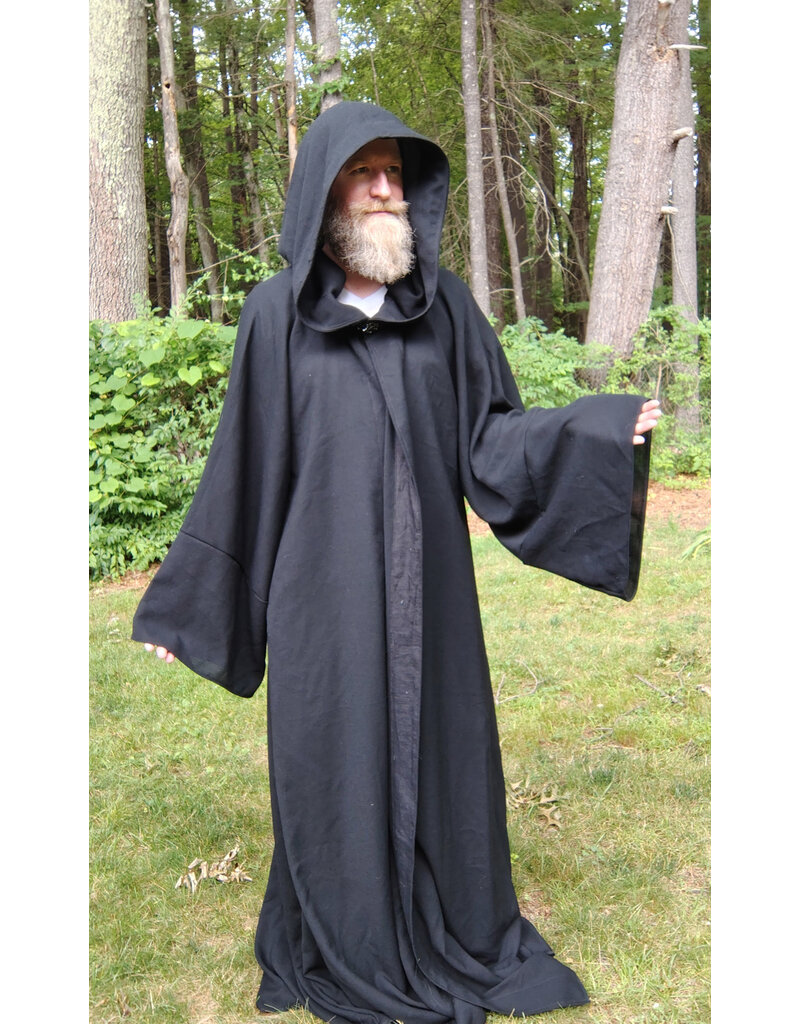 Cloakmakers.com R561-Washable Lightweight Black Wool Robe w/ Pockets