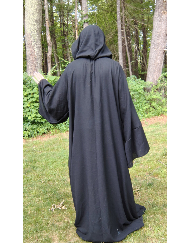 Cloakmakers.com R561-Washable Lightweight Black Wool Robe w/ Pockets