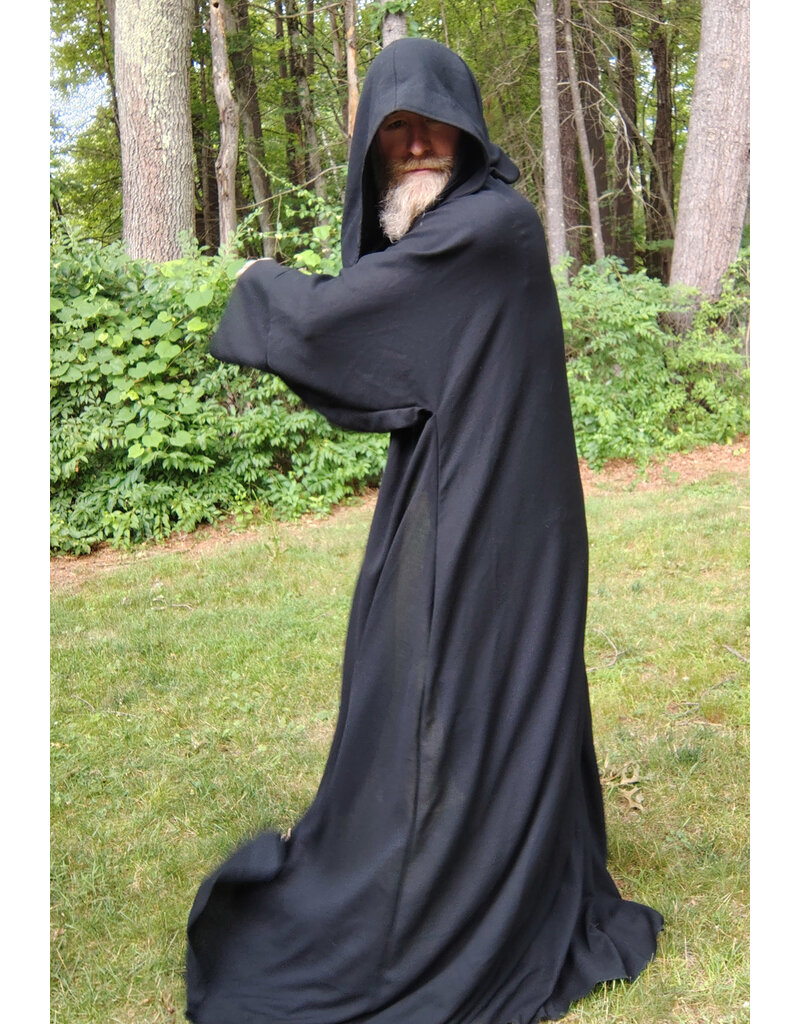 Cloakmakers.com R561-Washable Lightweight Black Wool Robe w/ Pockets