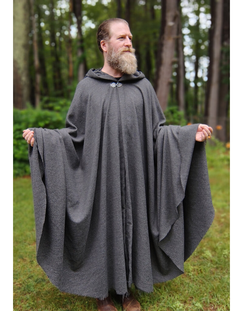 Cloakmakers.com 5751-Washable Lightweight Grey Wool Blend Cloak w/ Silver Toned Clasp