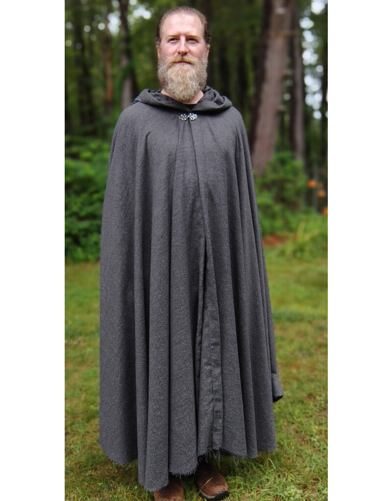 Cloakmakers.com 5751-Washable Lightweight Grey Wool Blend Cloak w/ Silver Toned Clasp