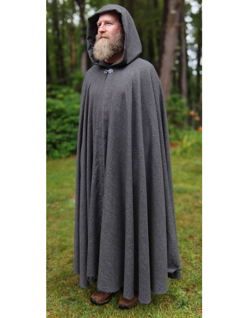 Cloakmakers.com 5751-Washable Lightweight Grey Wool Blend Cloak w/ Silver Toned Clasp