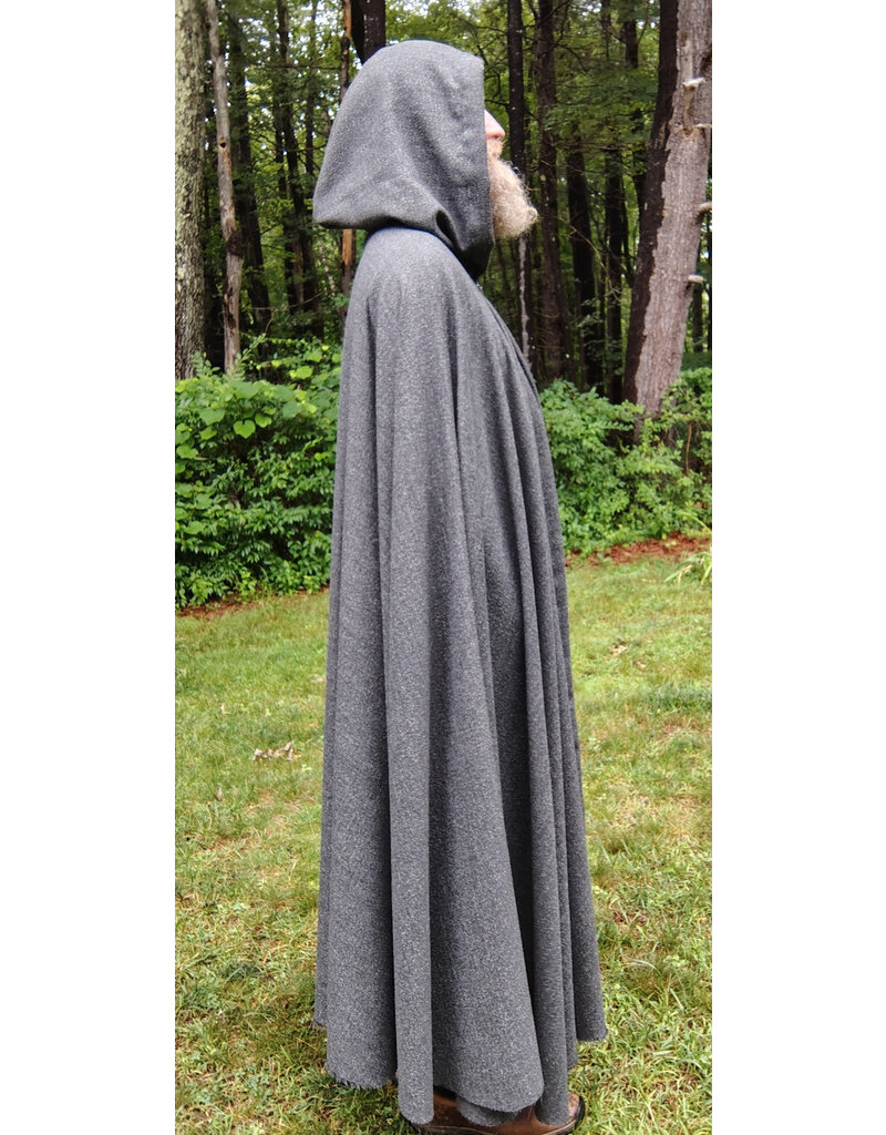 Cloakmakers.com 5751-Washable Lightweight Grey Wool Blend Cloak w/ Silver Toned Clasp