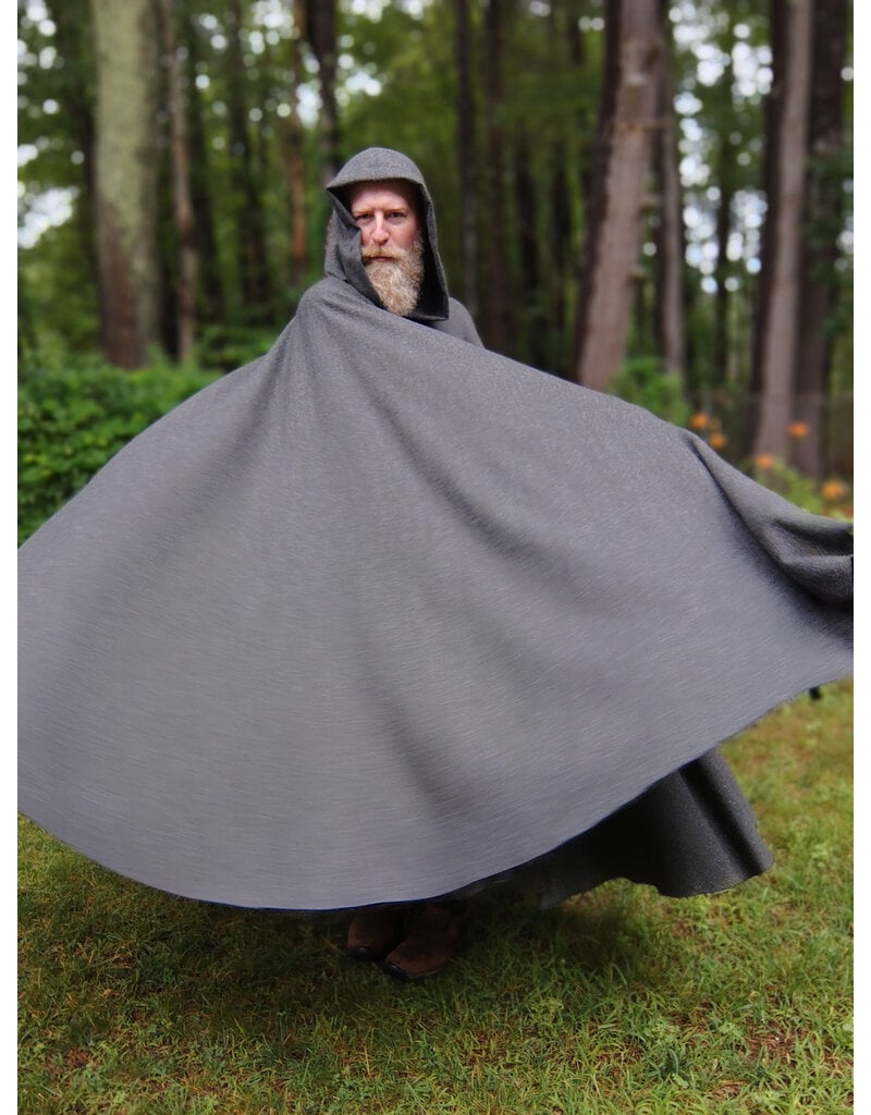 Cloakmakers.com 5751-Washable Lightweight Grey Wool Blend Cloak w/ Silver Toned Clasp