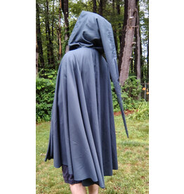 Cloakmakers.com 5752-Washable Slate Blue Wool Blend Cloak w/ Long Liripipe Hood